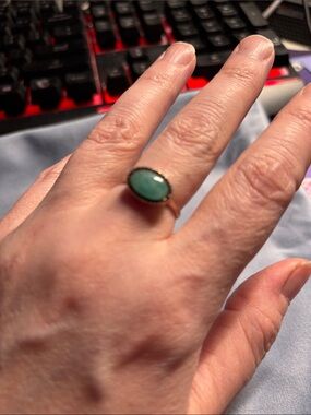 Tous Alecia Ring Sterling  coated in 18 k yellow gold vermil; adventurine sz 7.5